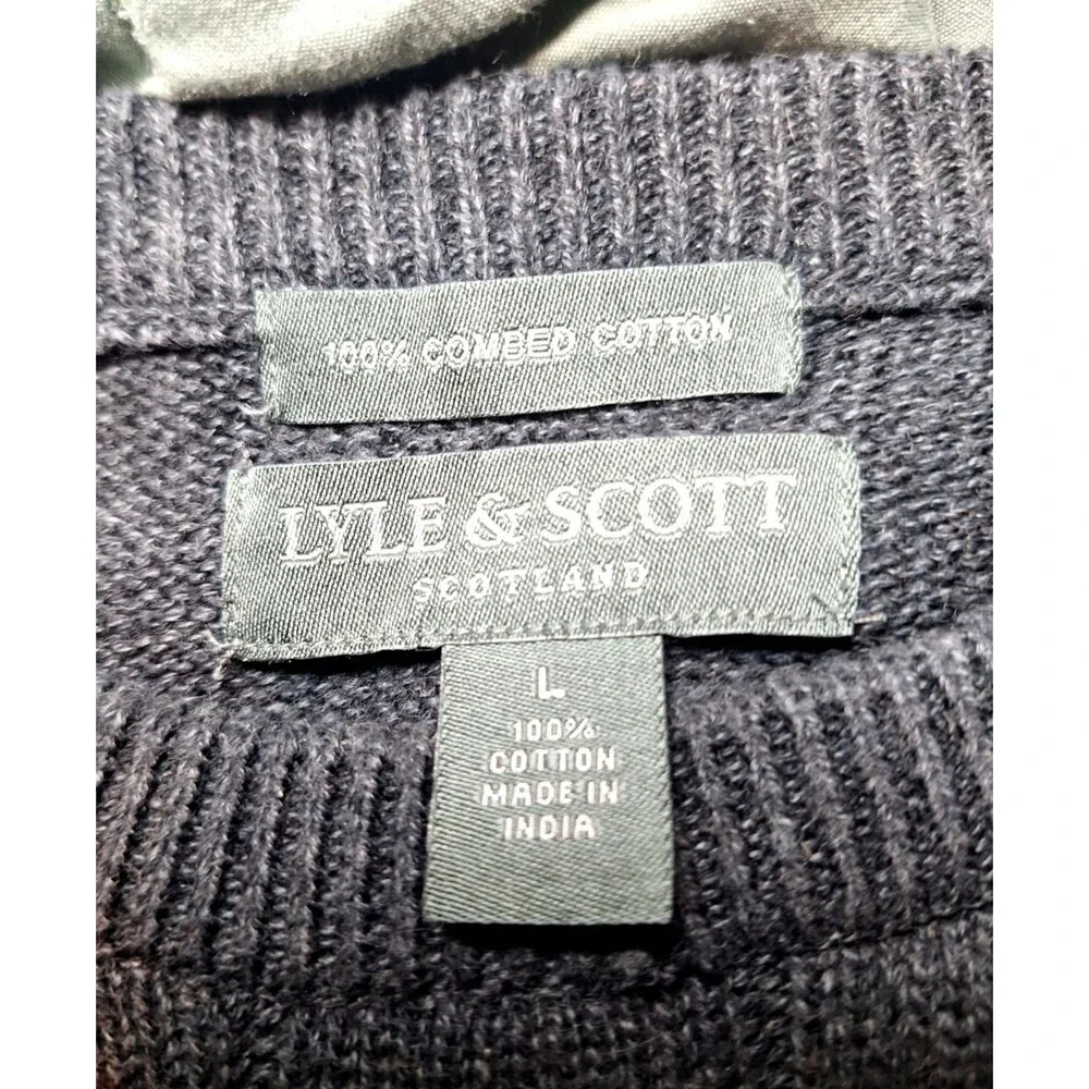 Lyle Scott Gray 100% Combed Cotton Crew Pullover Long Sleeve Sweater Lg Academia